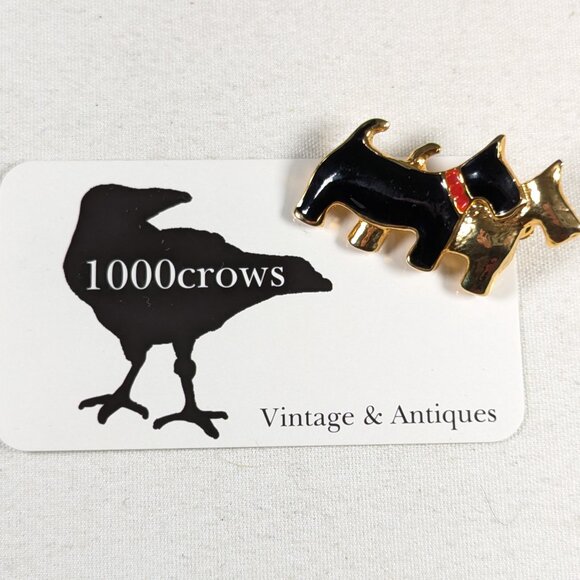 Vintage metal Scottie brooch, twin terrier pin - Picture 6 of 6